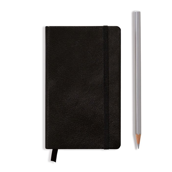 Notebook Pocket (A6), Leather, 187 numbered pages, Black, squared