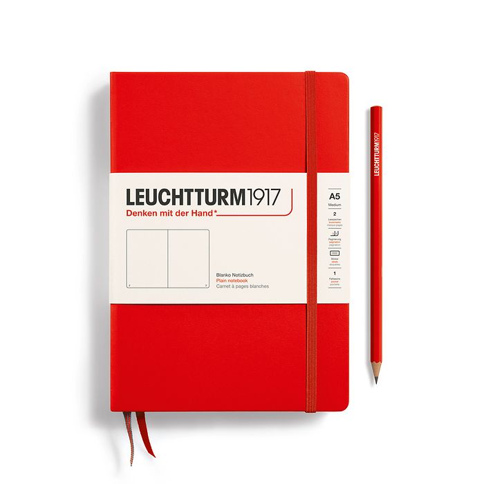 Notebook Medium (A5), Hardcover, 251 numbered pages, Red, plain