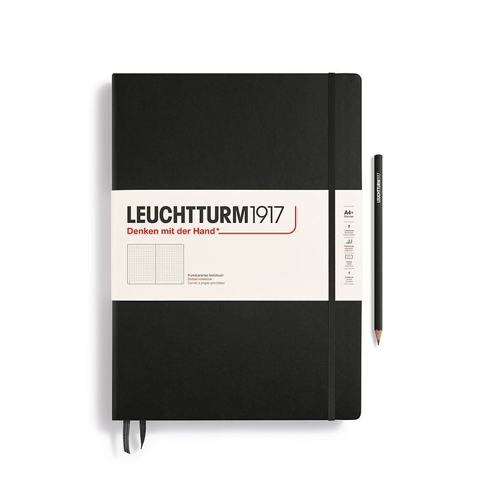 Notebook Master Classic (A4+), Hardcover, 233 numbered pages, Black, dotted
