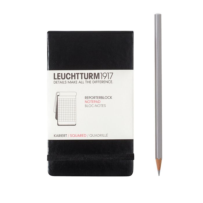 Notepad Pocket (A6), Hardcover, 94 numberede pages, Black, squared