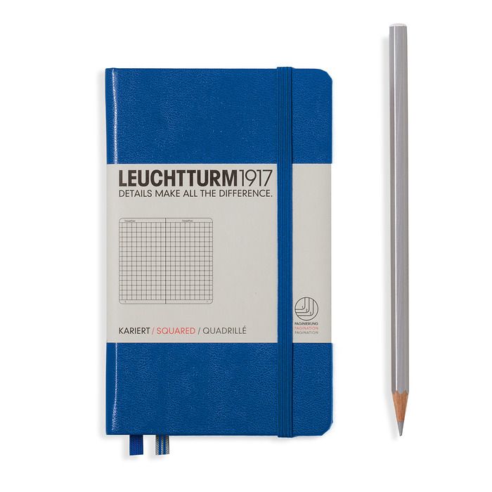 Notebook Pocket (A6), Hardcover, 187 numbered pages, Royal Blue, squared