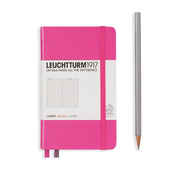 Notebook Pocket (A6), Hardcover, 187 numbered pages, New Pink, ruled