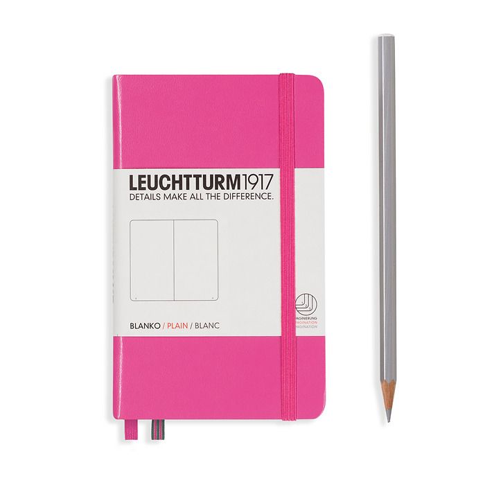 Notebook Pocket (A6), Hardcover, 187 numbered pages, New Pink, plain
