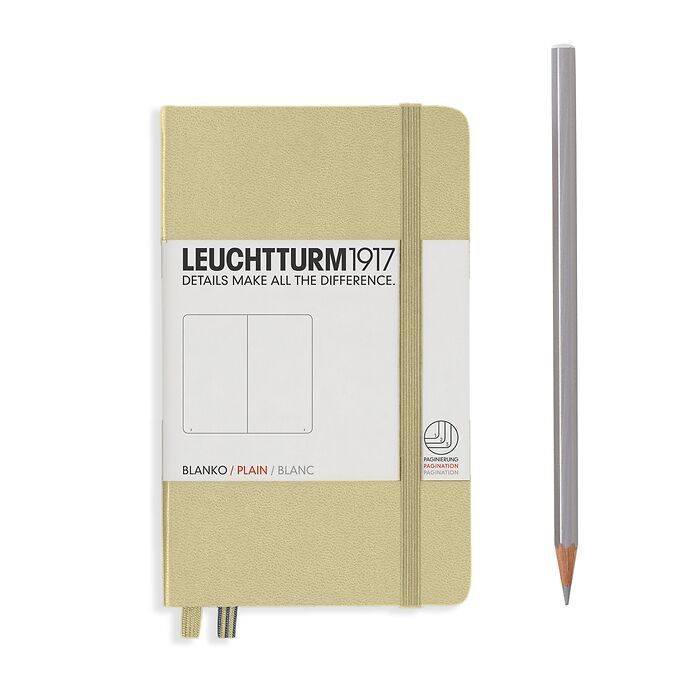 Notebook Pocket (A6), Hardcover, 187 numbered pages, Sand, plain
