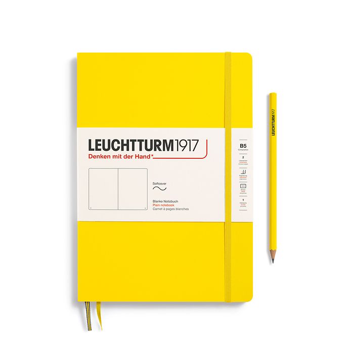 Notebook Composition (B5), Softcover, 123 numbered pages, Lemon, plain