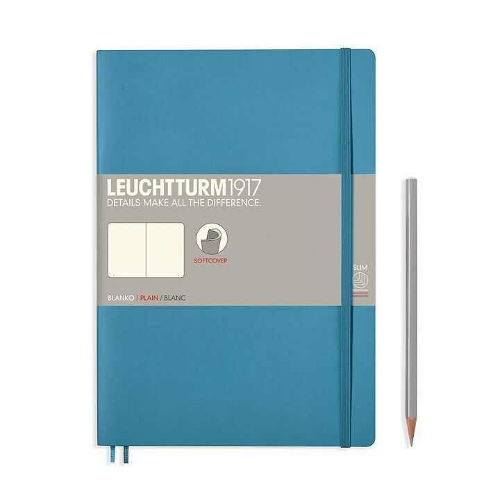 Notebook Composition (B5), Softcover, 123 numbered pages, Nordic Blue, plain