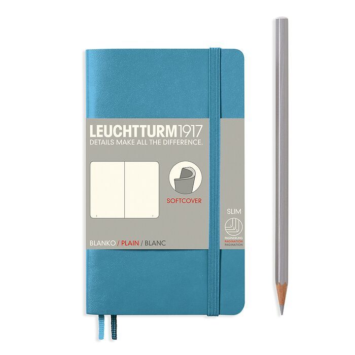 Notebook Pocket (A6), Softcover, 123 numbered pages, Nordic  Blue, plain