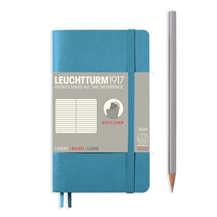 Notebook Pocket (A6), Softcover, 123 numbered pages, Nordic  Blue, ruled