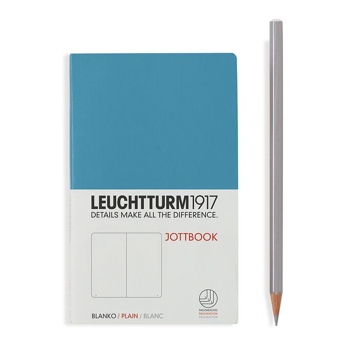 Jottbook Pocket (A6), 60 numbered pages, 16 perforated pages, Nordic Blue, plain
