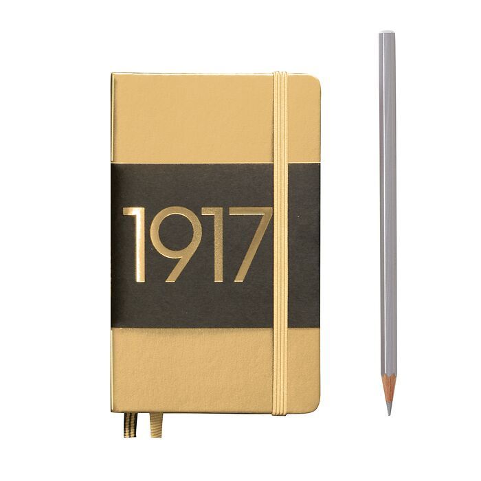 Notebook Pocket (A6) lined, Hardcover, 187 numbered pages, gold