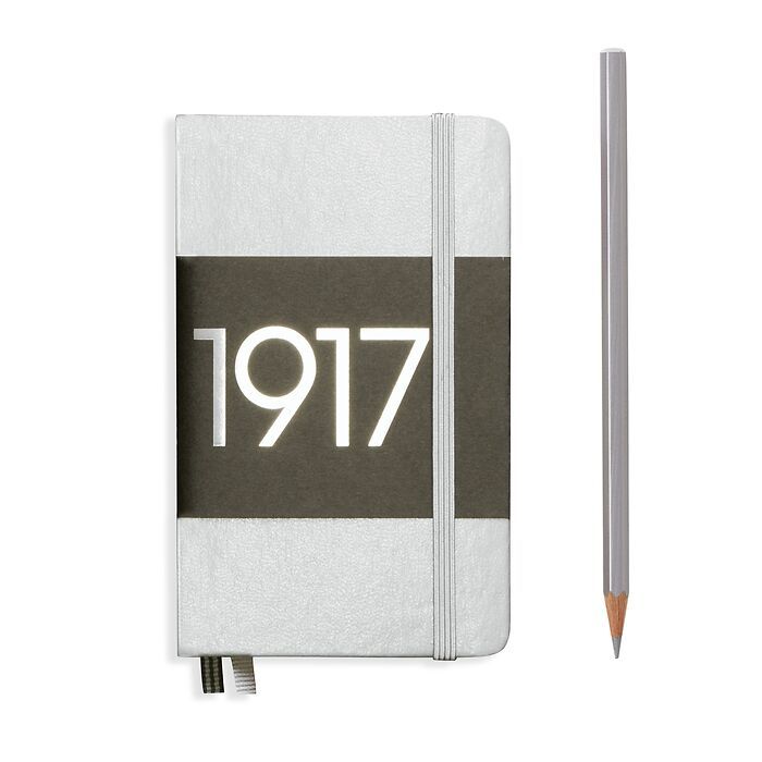 Notebook Pocket (A6) lined, Hardcover, 187 numbered pages, silver
