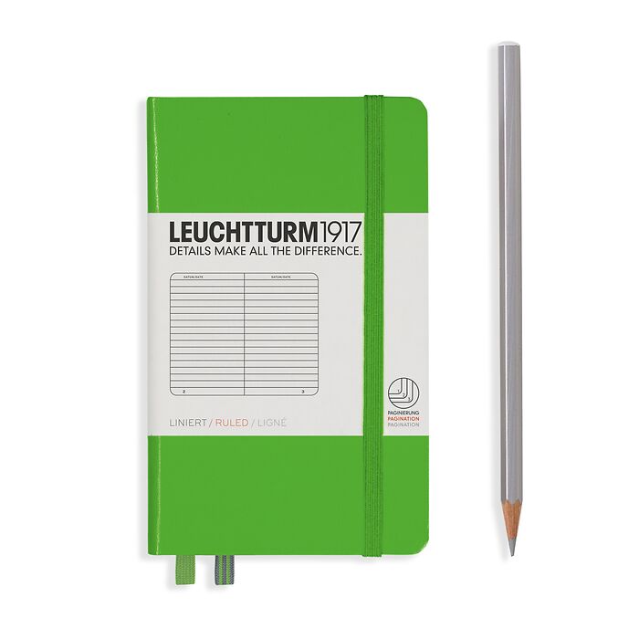 Notebook Pocket (A6), Hardcover, 187 numbered pages, Fresh Green, ruled