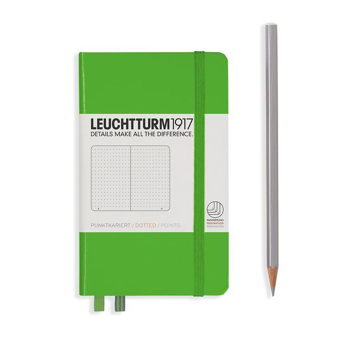 Notebook Pocket (A6), Hardcover, 187 numbered pages, Fresh Green, dotted