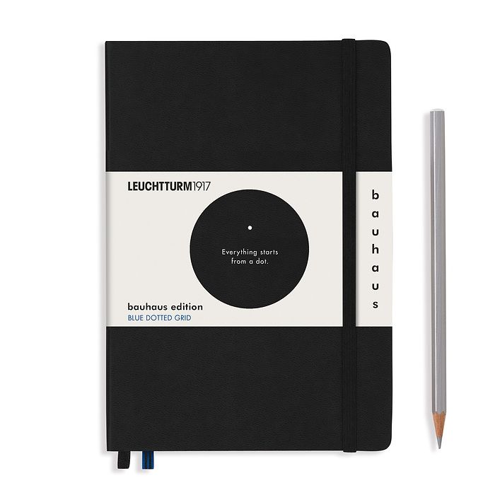Notebook Medium (A5), Hardcover, 251 numbered pages, Black,  dotted, 100 Jahre Bauhaus
