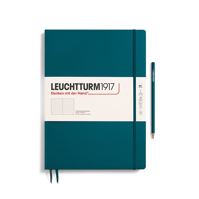 Notebook Master Slim (A4+), Hardcover, 123 numbered pages, Pacific Green, dotted