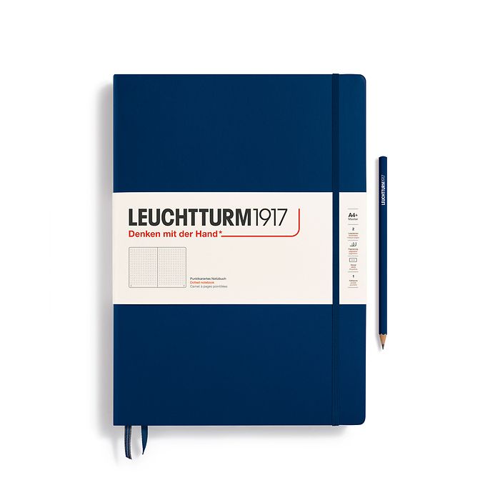 Notebook Master Classic (A4+), Hardcover, 233 numbered pages, Navy, dotted