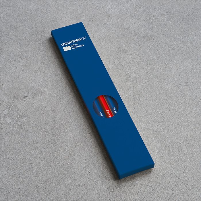 Pencil HB, LEUCHTTURM1917, assorted, 100 Jahre Bauhaus: 4x Royal Blue, 1x Red