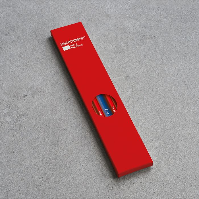 Pencil HB, LEUCHTTURM1917, assorted, 100 Jahre Bauhaus: 4x Red, 1x Royal Blue
