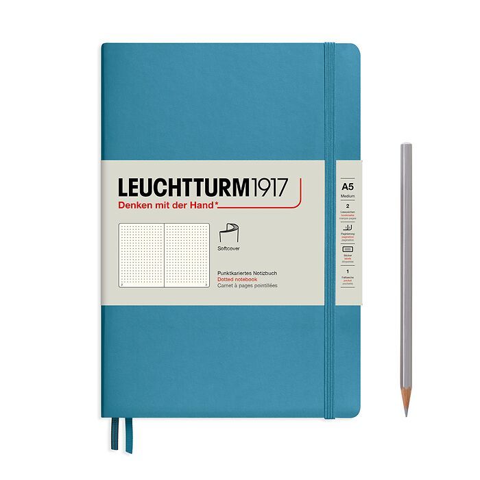 Notebook Medium (A5), Softcover, 123 numbered pages, Nordic Blue,  dotted
