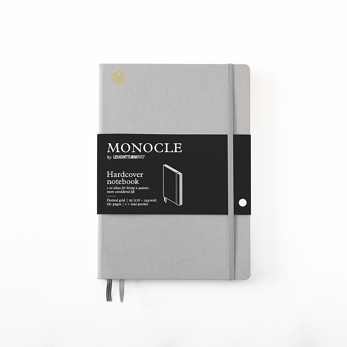 Notebook B5 Monocle, Hardcover, 192 numbered pages, Light Grey, dotted