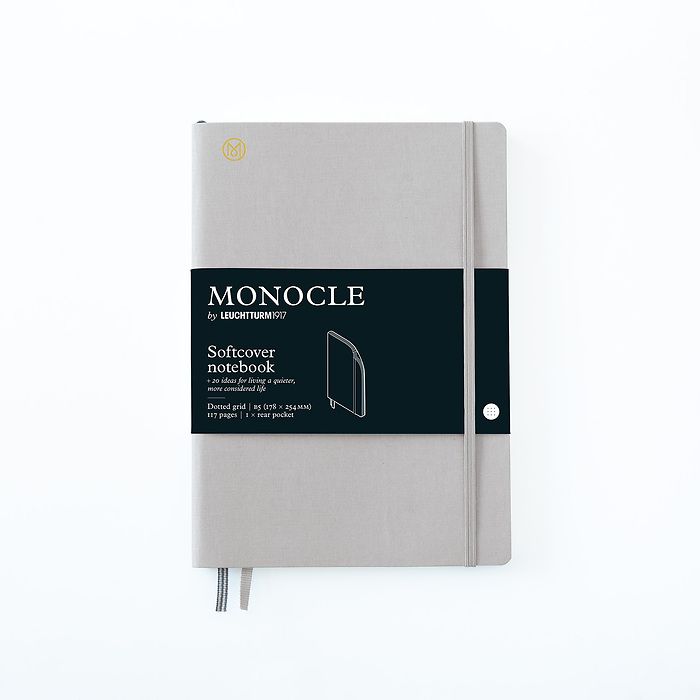 Notebook B5 Monocle, Softcover, 128 numbered pages, Light Grey, dotted