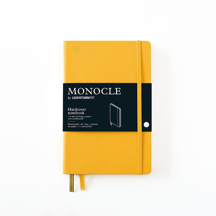 Notebook B6+ Monocle, Hardcover, 192 numbered pages, Yellow, dotted