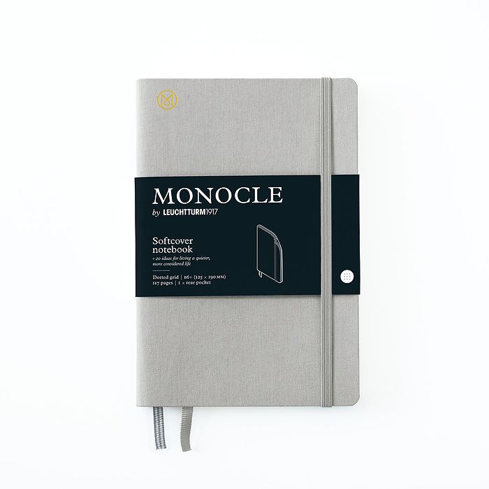 Notebook B6+ Monocle, Softcover, 128 numbered pages, Light Grey, dotted