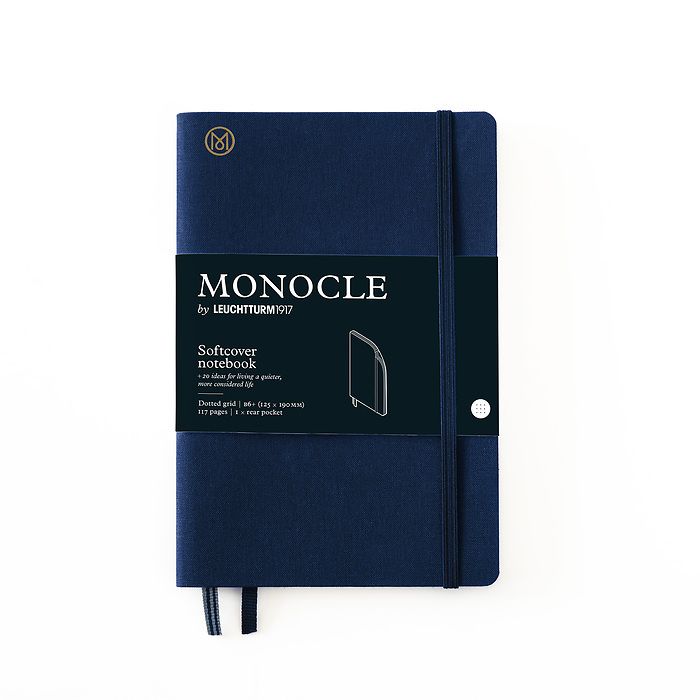 Notebook B6+ Monocle, Softcover, 128 numbered pages, Navy, dotted