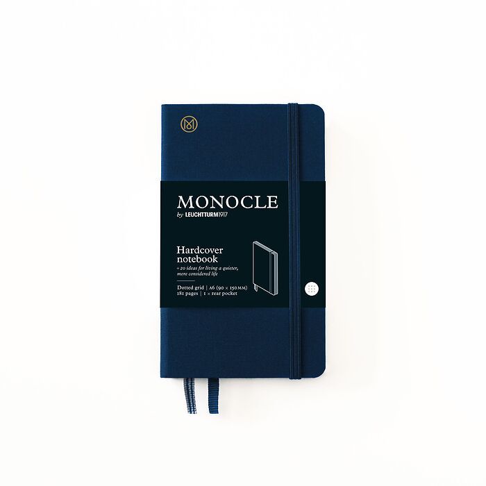 Notebook A6 Monocle, Hardcover, 192 numbered pages, Navy, dotted
