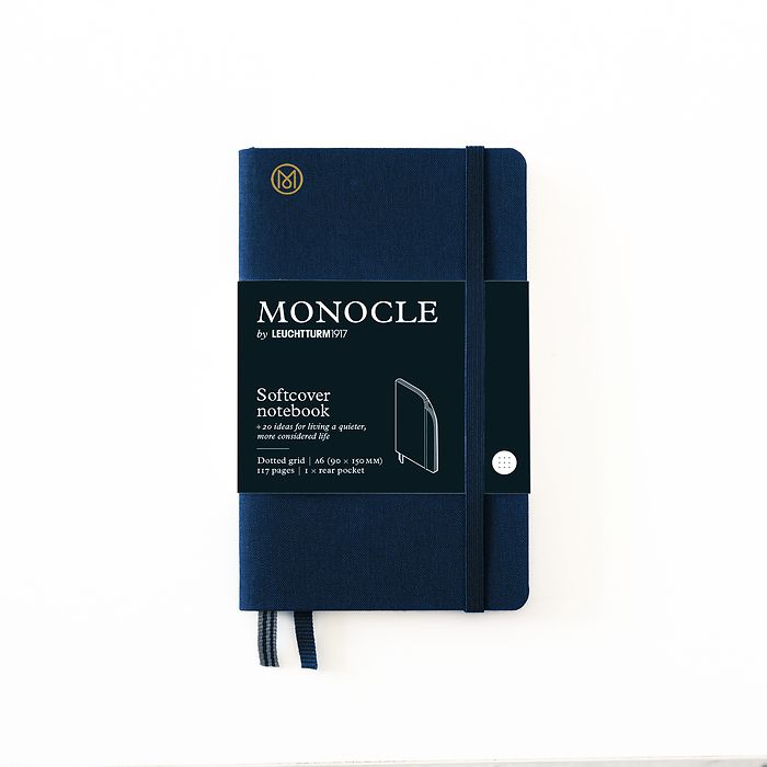 Notebook A6 Monocle, Softcover, 128 numbered pages, Navy, dotted