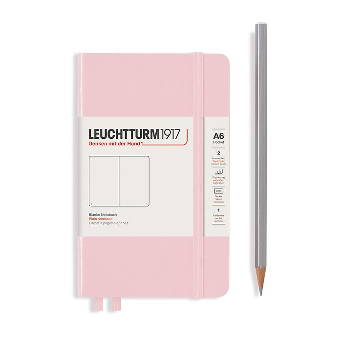 Notebook Pocket (A6), Hardcover, 187 numbered pages, Powder, plain