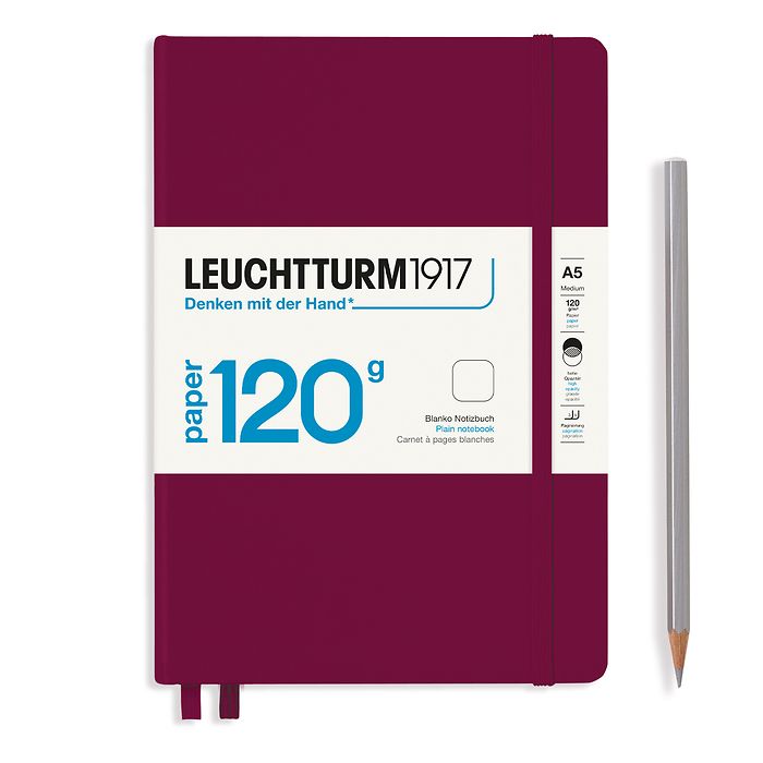 Notebook Medium (A5), EDITION 120, Hardcover, 203 numbered pages, Port Red, plain