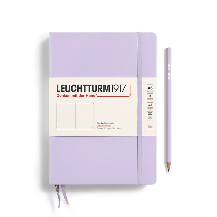 Notebook Medium (A5), Hardcover, 251 numbered pages, Lilac, plain
