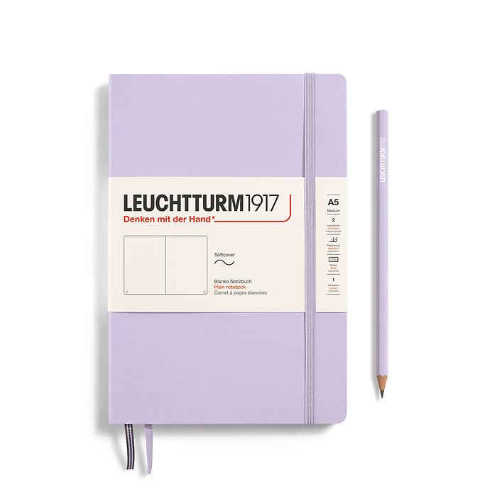 Notebook Medium (A5), Softcover, 123 numbered pages, Lilac, plain