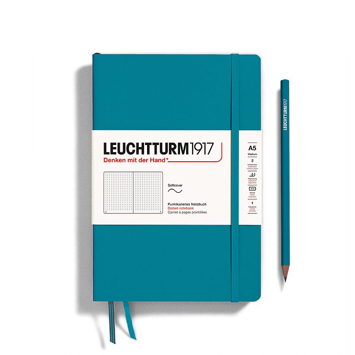 Notebook Medium (A5), Softcover, 123 numbered pages, Ocean, dotted