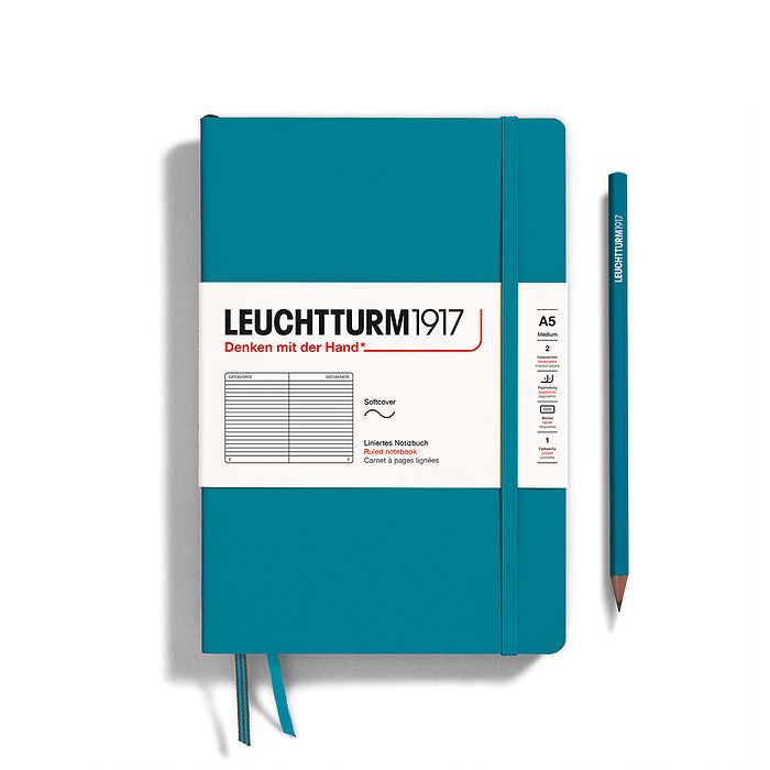 Notebook Medium (A5), Softcover, 123 numbered pages, Ocean, ruled