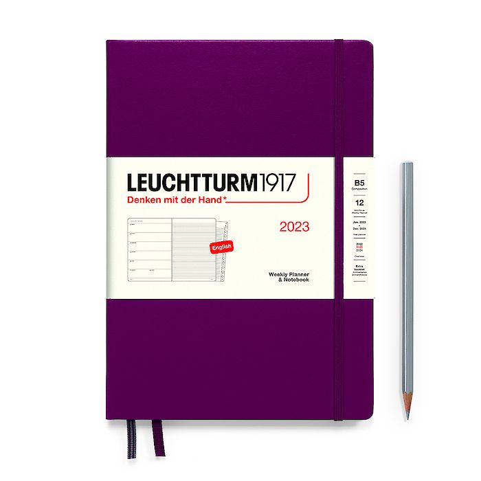 Weekly Planner & Notebook Composition (B5) 2023, with booklet, Port Red, English