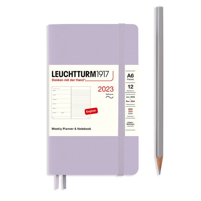 Weekly Planner & Notebook Pocket (A6) 2023, Softcover, Lilac, English