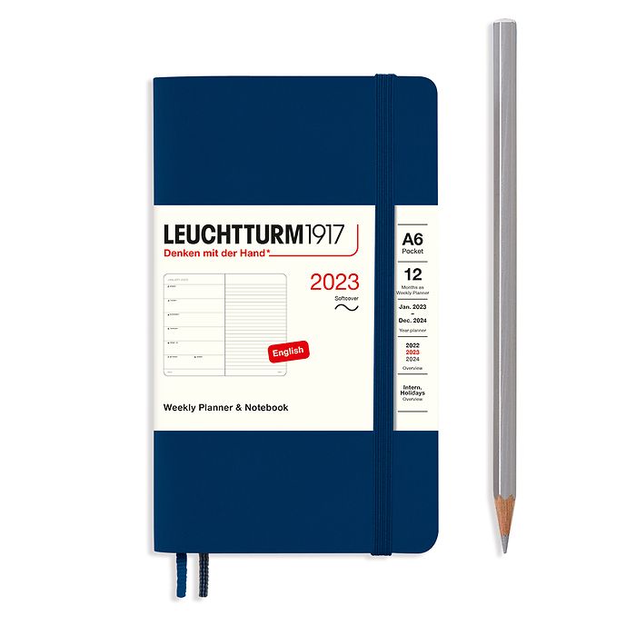 Weekly Planner & Notebook Pocket (A6) 2023, Softcover, Navy, English