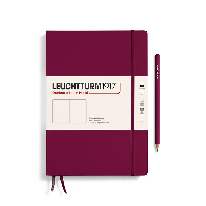 Notebook Composition (B5), Hardcover, 219 numbered pages, Port Red, plain
