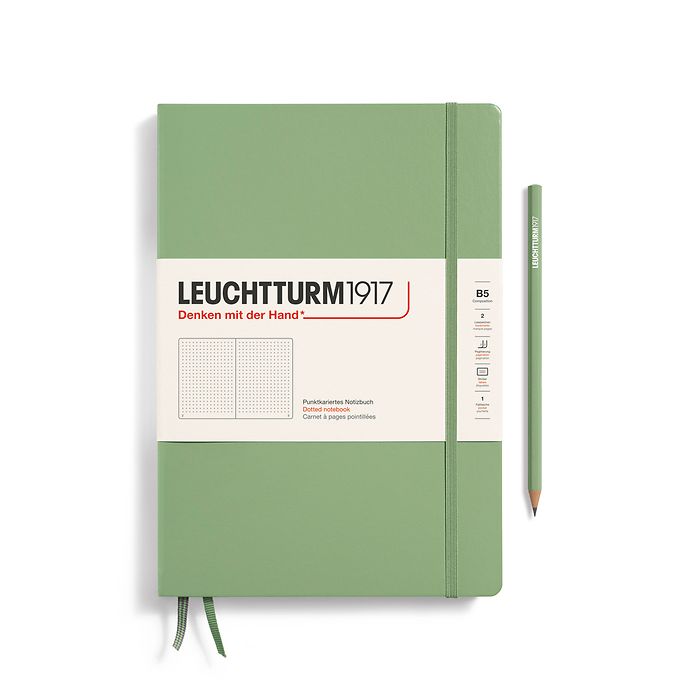 Notebook Composition (B5), Hardcover, 219 numbered pages, Sage, dotted