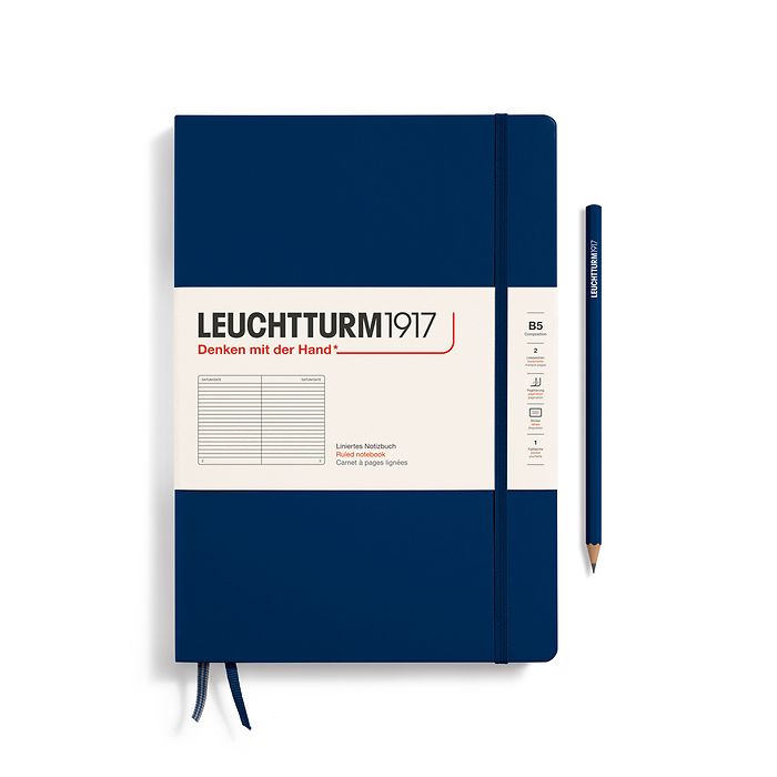 Notebook Composition (B5), Hardcover, 219 numbered pages, Navy, ruled