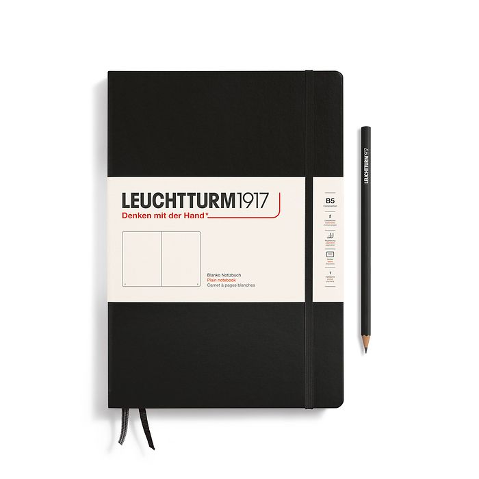 Notebook Composition (B5), Hardcover, 219 numbered pages, Black, plain