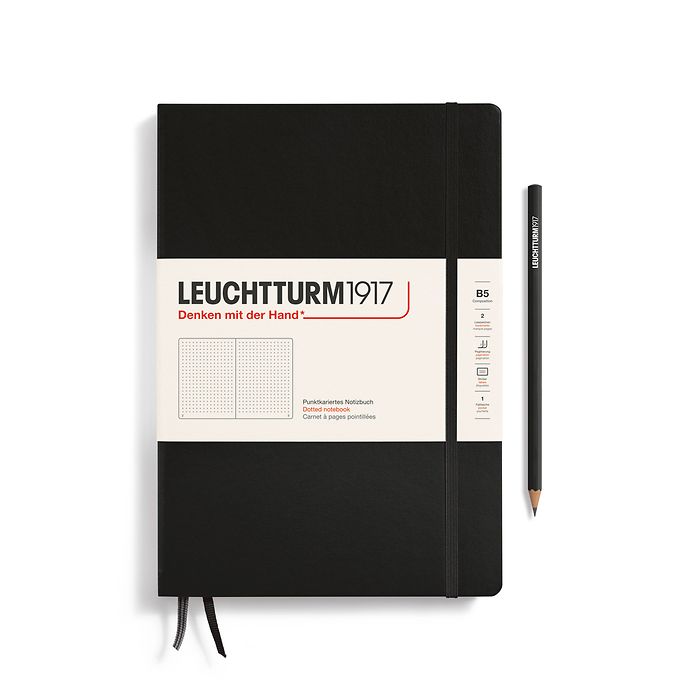 Notebook Composition (B5), Hardcover, 219 numbered pages, Black, dotted