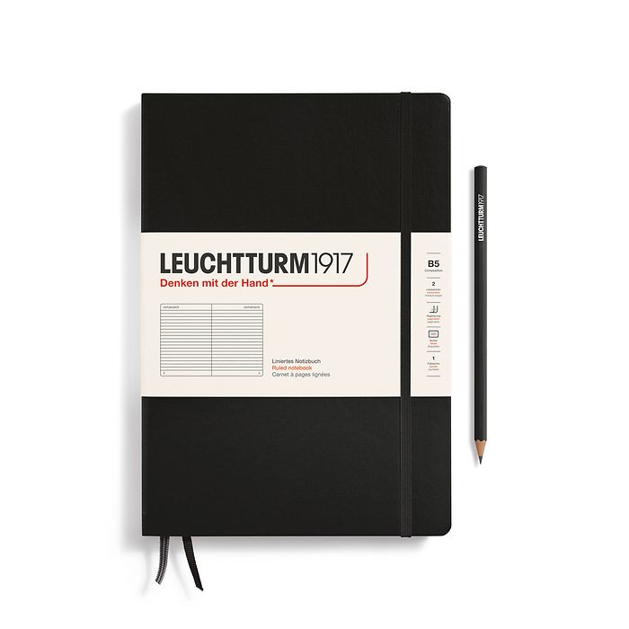 Notebook Composition (B5), Hardcover, 219 numbered pages, Black, ruled