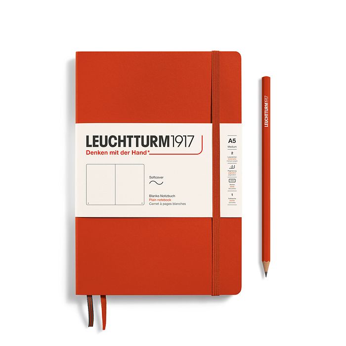 Notebook Medium (A5), Softcover, 123 numbered pages, Fox Red, plain