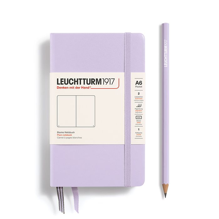Notebook Pocket (A6), Hardcover, 187 numbered pages, Lilac, plain