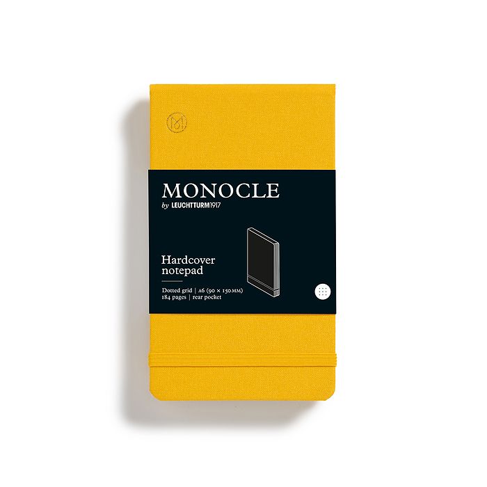 Notepad Pocket (A6) Monocle, Hardcover, 184 numbered pages, Yellow, Dotted